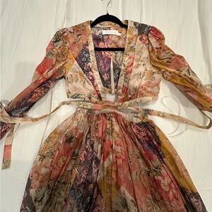 Zimmermann Floral Long Sleeve Dress - Multicolor